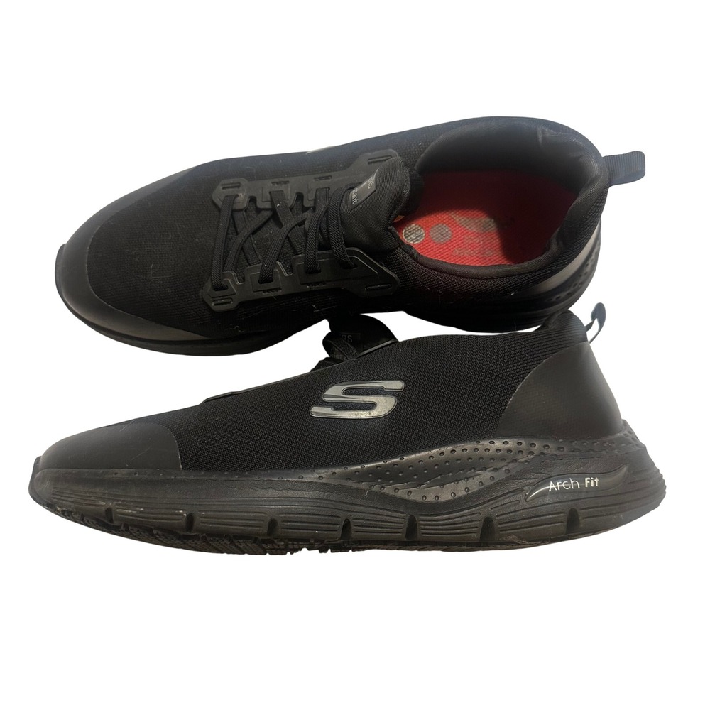 Skechers Work Shoes Mens 13 Black Arch Fit Slip Resistant Sneakers 888038
